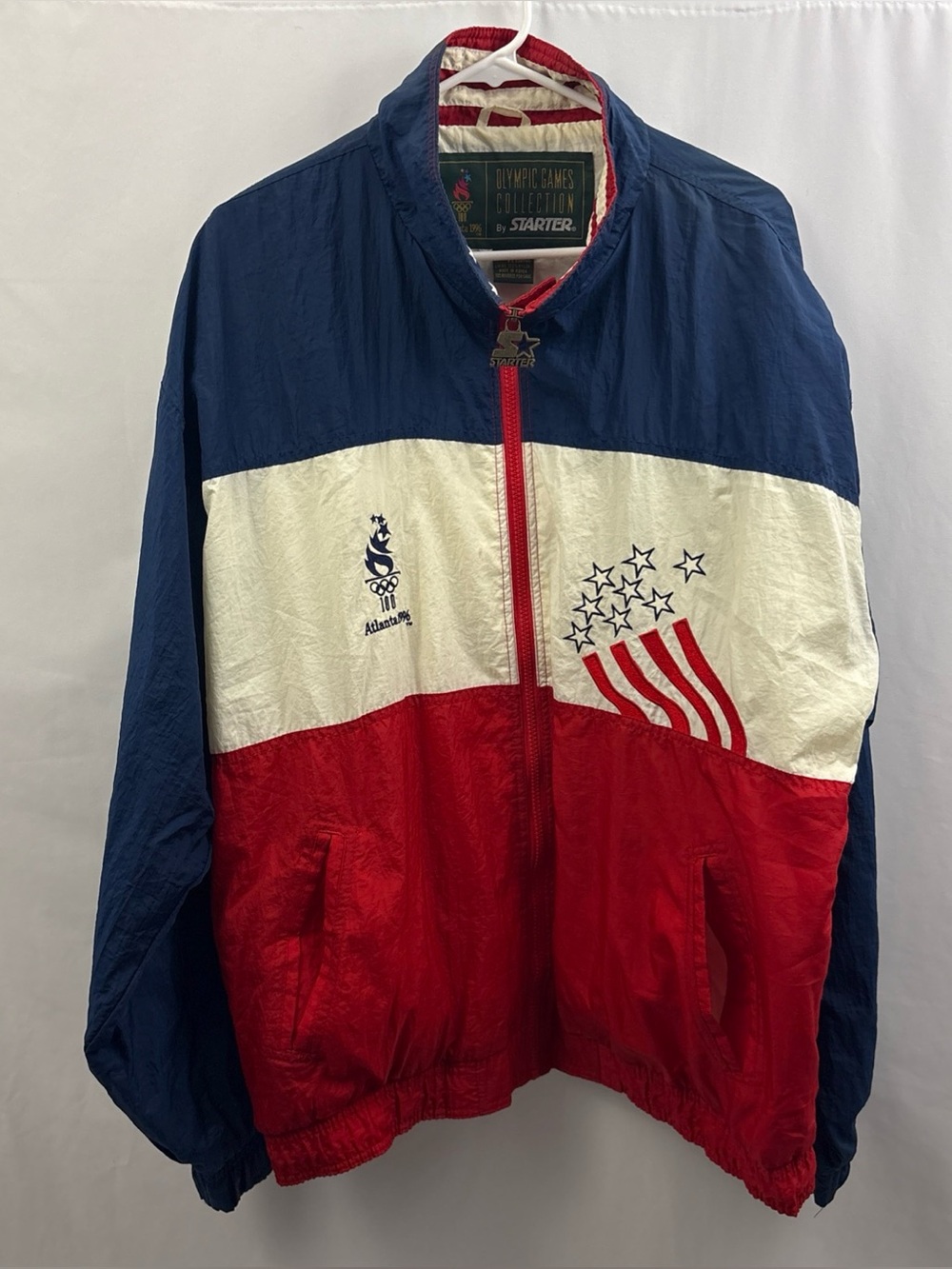 Starter Olympic Games Atlanta 1996 Windbreaker Mens XL USA Full Zip Jacket Vtg